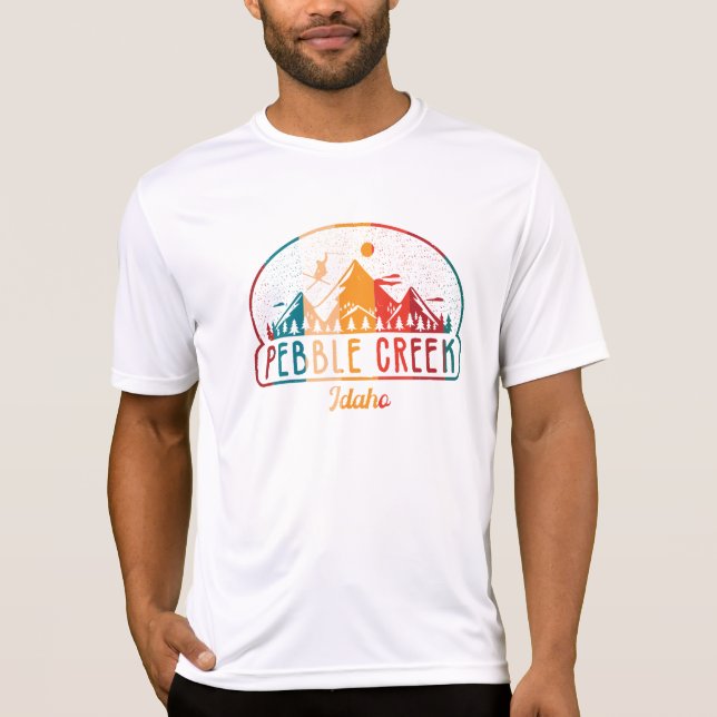Retro Pebble Creek Mountain, Idaho 80er T-Shirt (Vorderseite)