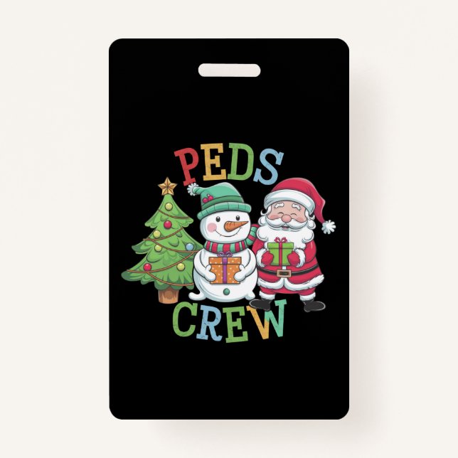 Retro Peds Crew Weihnachten Kinderkrankenpflege Ki Ausweis (Vorderseite)