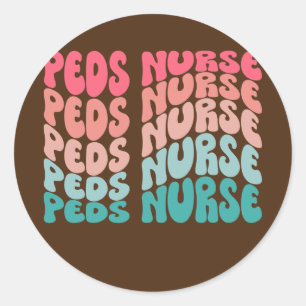 Retro Peds Krankenpflege Pädiatrische Krankenpfleg Runder Aufkleber