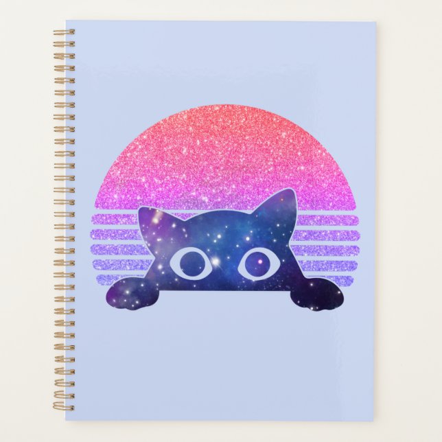 Retro Peeking Cute Cat Planer (Vorderseite)