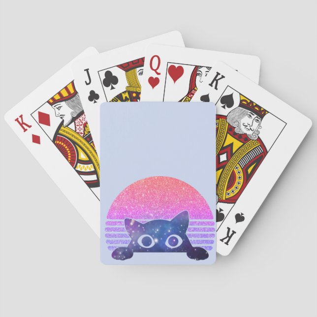 Retro Peeking Niedliche Katze Spielkarten (Rückseite)