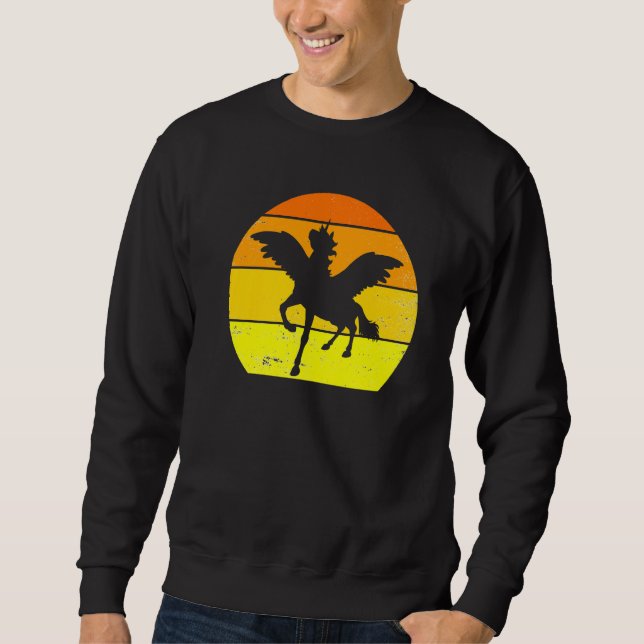 Retro Pegasus Vintag Pegasus Silhouette Tier 8 Sweatshirt (Vorderseite)