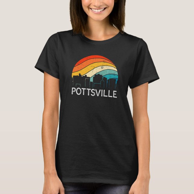Retro Pennsylvania Pottsville Skyline Vintage Urba T-Shirt (Vorderseite)