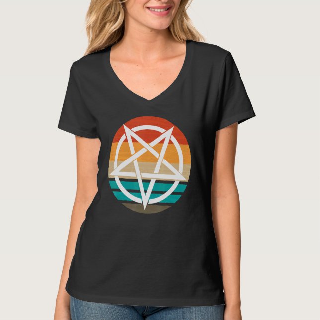 Retro Pentagram Devil 666 T-Shirt (Vorderseite)