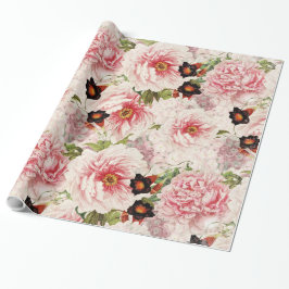 Retro Peony Blume Spring malerisches Muster Geschenkpapier