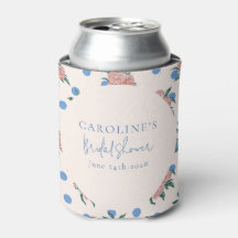 Retro Peony Floral Blue Dots Brautparty Custom