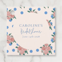 Retro Peony Floral Blue Dots Brautparty Custom