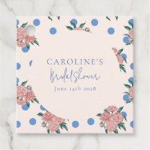 Retro Peony Floral Blue Dots Brautparty Custom
