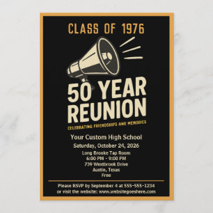 Retro-Pep-Rally-Stil 50-Jahres-Abschlussjubiläum Einladung