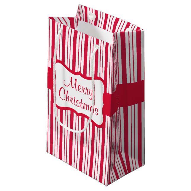 Retro Peppermint Candy Weihnachtsgeschenktasche Kleine Geschenktüte (Vorderseite Schrägansicht)