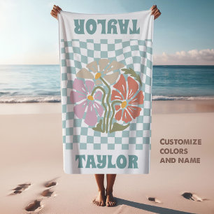 RETRO Personalisiert Beach Handtuch Name Custom Ha