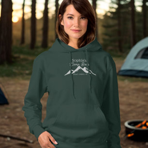 Retro Personalisiert Camp Bach Gebirge grün Hoodie