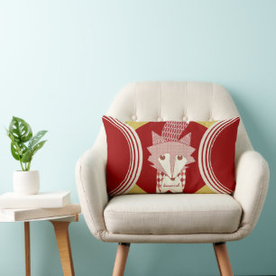 Retro Personalisiert rotes stilisiertes Foxenkisse Lendenkissen
