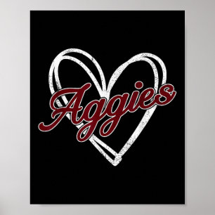 Retro Personalisierte Aggies-Herz Männer Frauen Ki Poster