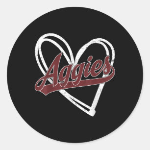 Retro Personalisierte Aggies-Herz Männer Frauen Ki Runder Aufkleber