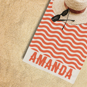 Retro personalisierte passende Sommerferien Strandtuch