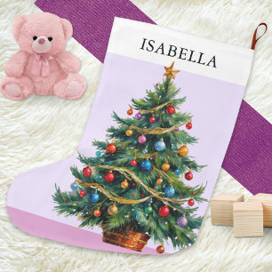 Retro personalisierter festlicher Weihnachtsbaum Großer Weihnachtsstrumpf