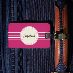 Retro personalisiertes hot-pink-Gepäckanhänger Gepäckanhänger