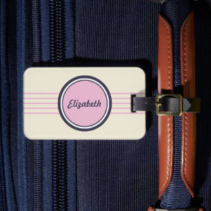 Retro Personalisiertes Rosa, Blau und Creme Gepäckanhänger