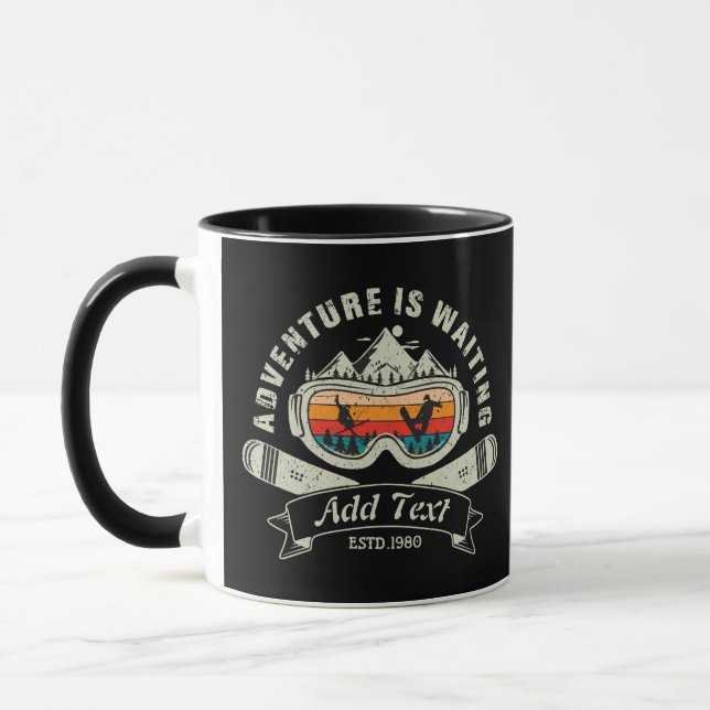 Retro Personalisiertes Skiabenteuer Tasse (Links)