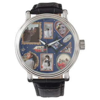 Retro Personalized 12 Photo Collage Template DIY Armbanduhr