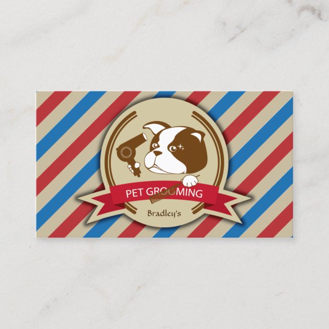 Retro Pet Grooming Service Pet Salon Visitenkarte (Vorderseite)