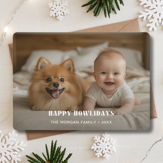 Retro Pet Happy Howlidays Hund Foto Weihnachten (Von Creator hochgeladen)