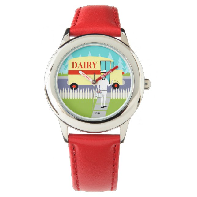 Retro Petite ville Milkman Montre pour enfants (devant)