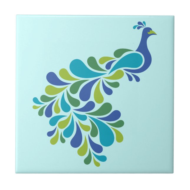 Retro Pfau Fliese (Vorderseite)