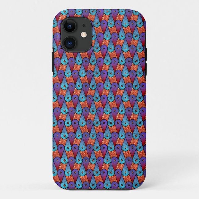 Retro Pfauenfedern Case-Mate iPhone Hülle (Rückseite)