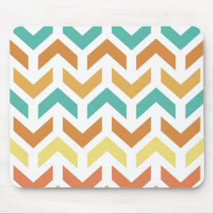 Retro-Pfeile Chevron Orange Türkis Gold Mousepad
