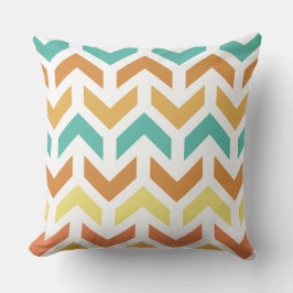 Retro-Pfeile Zickzack Orange Aquamarin Gold Kissen