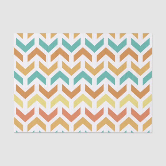 Retro-Pfeile Zickzack Orange Aquamarin Gold Seidenpapier (Vorderseite)