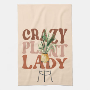 Retro-Pflanzen-Lady-Aquarell-Pflanzen-Typografie   Geschirrtuch