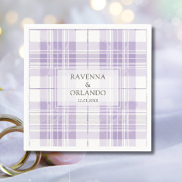 Retro-Pflaume-Purple-Gingham-Landhochzeit Serviette