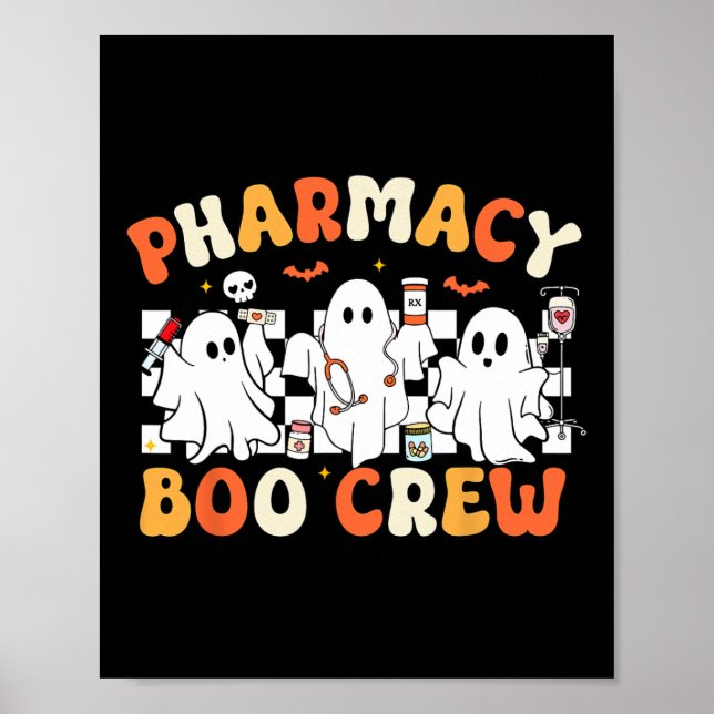 Retro Pharmacy Boo Crew Ghost Pharmaceuticals Tech Poster (Vorne)