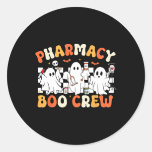 Retro Pharmacy Boo Crew Ghost Pharmaceuticals Tech Runder Aufkleber