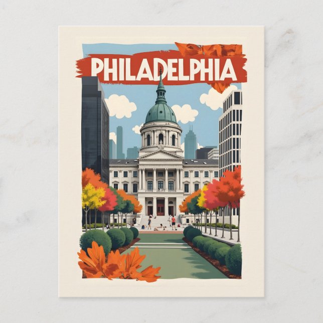 Retro Philadelphia Postkarte (Vorderseite)