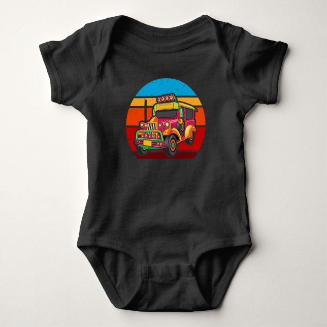 Retro Philippines Jeepney Truck Baby Strampler (Vorderseite)