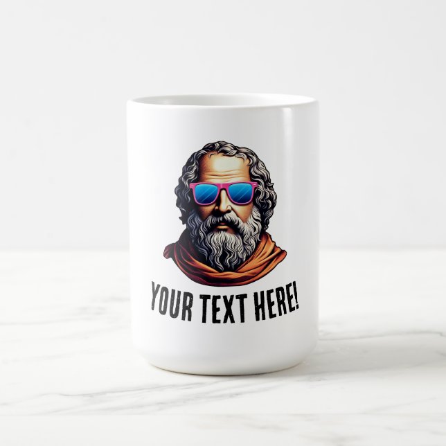 Retro-Philosophen-Büste - Benutzerdefinierter Text Kaffeetasse (Mittel)