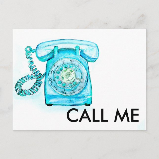 Retro Phone Turquoise Rotary Vintag Blue Postkarte (Vorderseite)