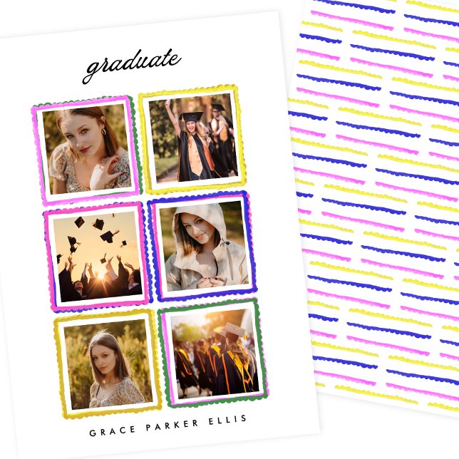 Retro Photo Collage Frames Graduation High School Ankündigung (Von Creator hochgeladen)