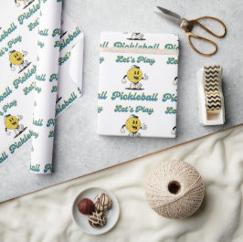 Retro Pickleball Cartoon Mascot Personalisierter T Geschenkpapier