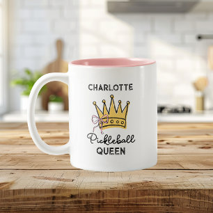 Retro-Pickleball-Königin Rosa Personalisiert Damen Zweifarbige Tasse