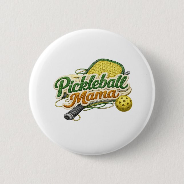 Retro Pickleball Mama Button Pin Mother's Day  (Vorderseite)