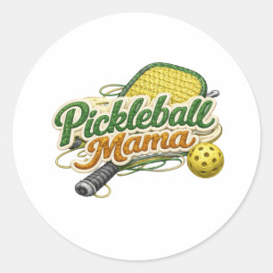 Retro Pickleball Mama Muttertag  Runder Aufkleber