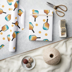 Retro Pickleball Paddle und Ball-Muster Geschenkpapier