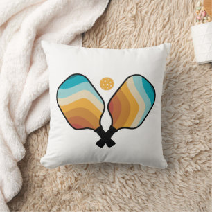 Retro Pickleball Paddles & Ball Kissen