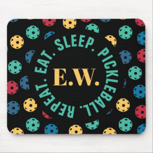 😍 Retro Pickleballs / schwarz mit Initialen Mousepad