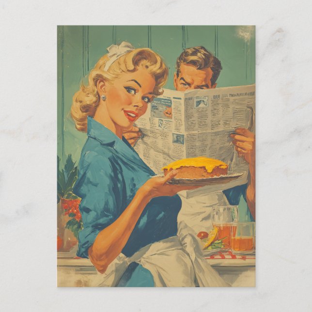 Retro Pie und Papierarm Postkarte (Vorderseite)